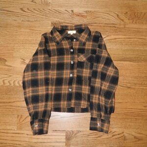Love Notes Black and Brown Plaid Shirt